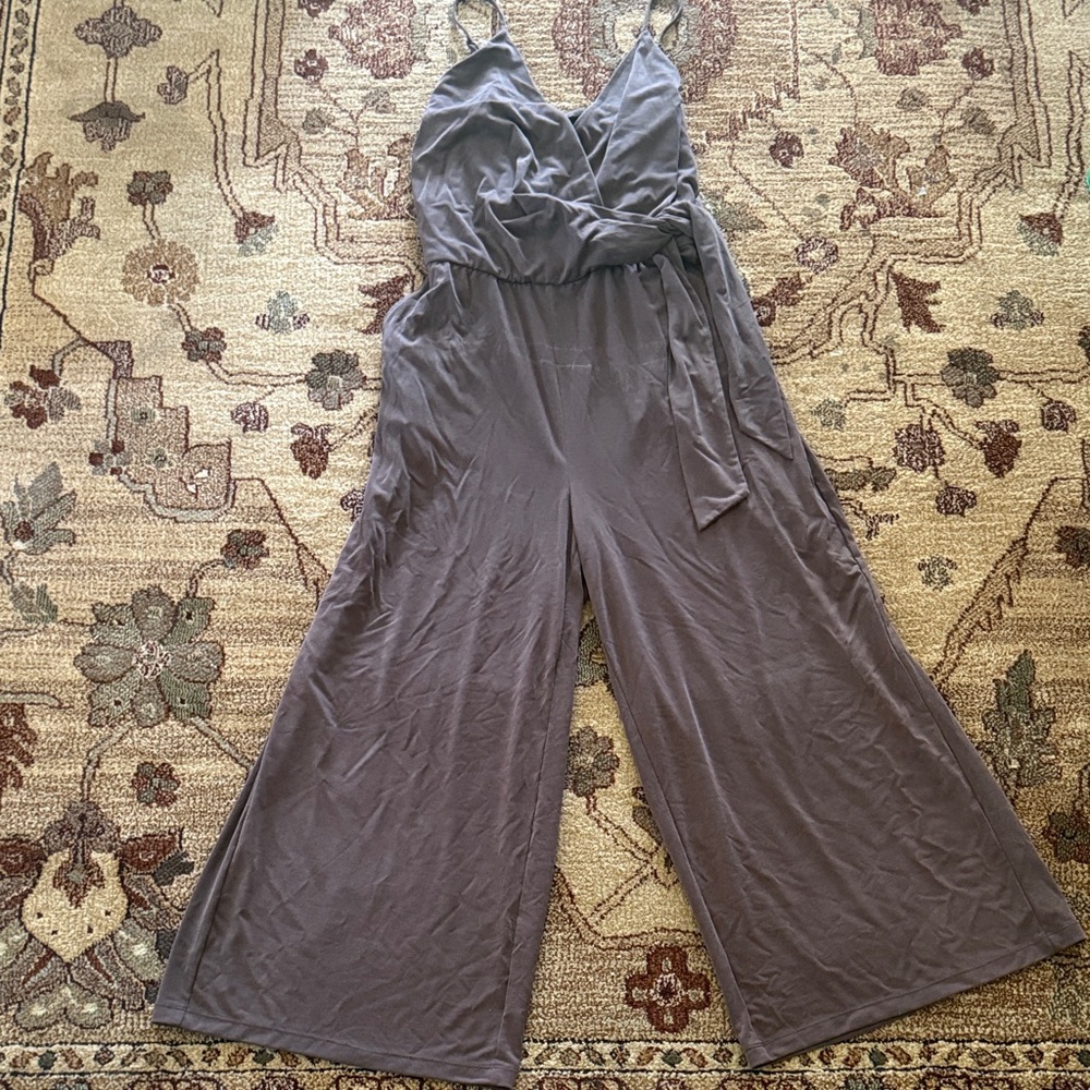 Banana Republic taupe modal wide leg romper medium